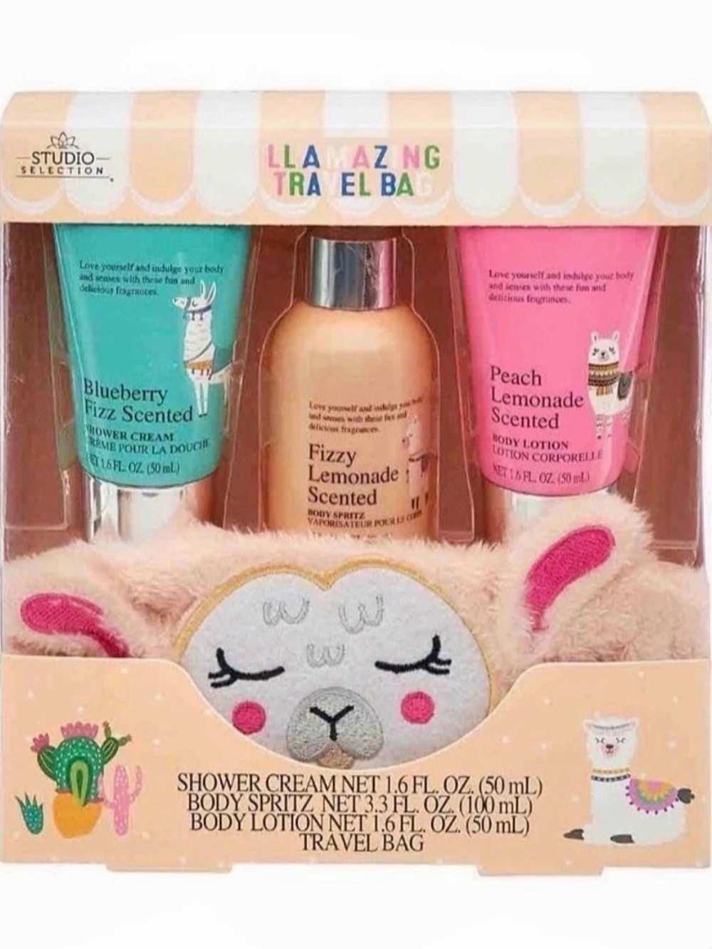 Studio Oh! Llamazing Travel Bag! Llama Bath & Body Gift Set NWT